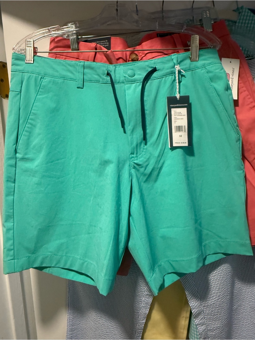 NWT Men’s Vineyard Vines Teal Performance Flat Front Men's Shorts Size 32